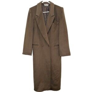 Vintage Ashley Scott 100% Wool Brown Long Coat USA Paisley Lined Est
